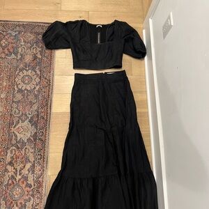 Refirmation black sunnie skirt and top set, size 6